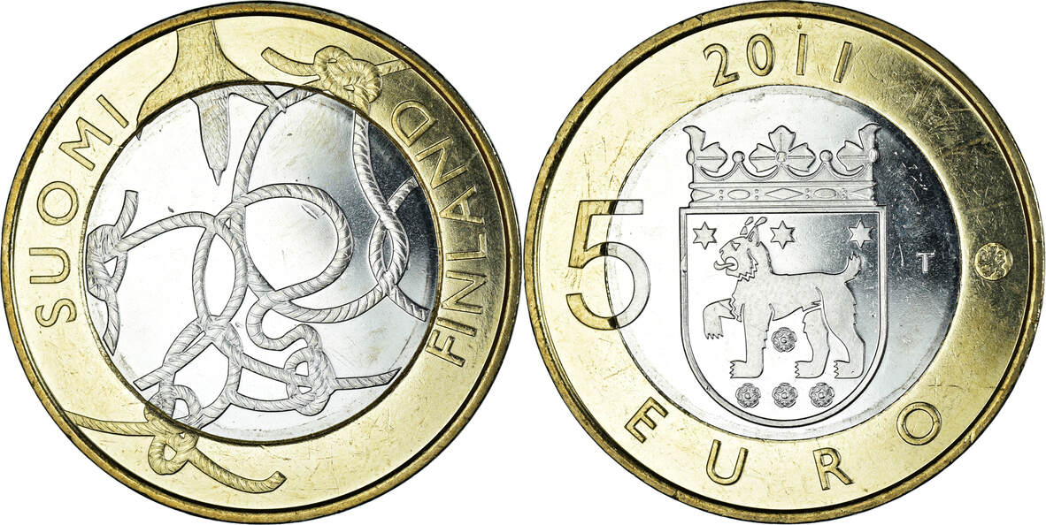 Finland 5 Euro 2011 T Provinces Tavastia Vantaa Bi Metallic KM 161