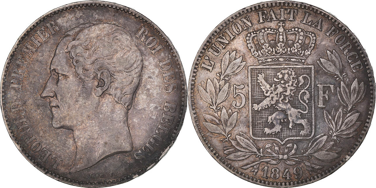 Belgium 5 Francs 5 Frank 1849 Brussels Coin Leopold I Brussels