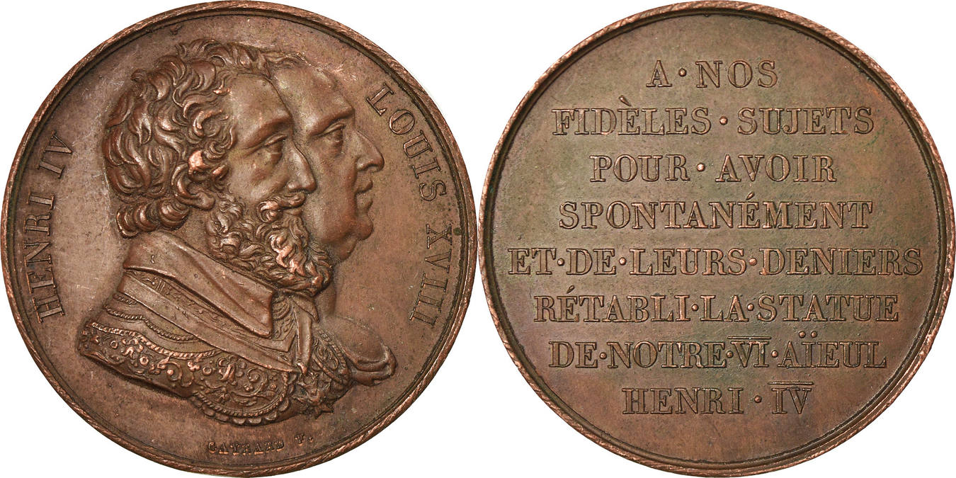 France Medal Louis XVIII Rétablissement de la statue d Henri IV