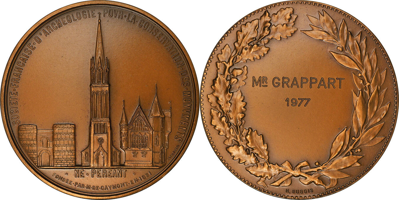 France Medal 1977 Société Française d Archéologie Monuments