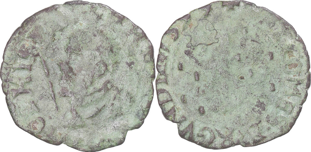 FRENCH STATES 2 Deniers 1599 Dole Coin Franche Comté Philip II Dole