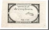 Assignats 5 Livres 5 Livres type Domaines Nationaux, signé Ariquey