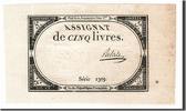 Assignats 5 Livres 5 Livres type Domaines Nationaux, signé Palale