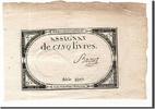 Assignats 5 Livres 5 Livres type Domaines Nationaux, signé Brouz