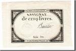 Assignats 5 Livres 5 Livres type Domaines Nationaux, signé Beurlier