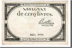 Assignats 5 Livres 5 Livres type Domaines Nationaux, signé Berthier