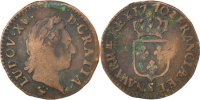 French Royal 1/2 Sol Royal French coins Frankreich Königreichr Louis XV, 1/2 Sol à la vieille tête 17
