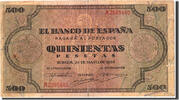 Spain 500 Pesetas Foreign Banknoten Espagne, 500 Pesetas type 1938