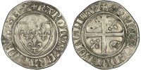 French Royal Blanc Royal French coins Frankreich Königreichr Charles VI, Blanc dit Guénar, fauté