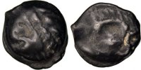 Gallic Potin Antike Gallic Kelten Leuques, Region of Toul, Potin with Indian head, class lj/h