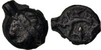 Gallic Potin Antike Gallic Kelten Leuques, Region of Toul, Potin with Indian head, class lj/h