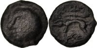 Gallic Potin Antike Gallic Kelten Leuques, Region of Toul, Potin with Indian head, class lc