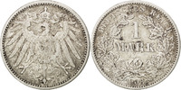 Germany 1 Mark Foreign Coins Münzen Allemagne, Empire Allemand, Wilhelm II, 1 Mark 1908 G, KM 1