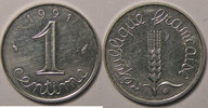 1 Centime Monnaie française, Epi, Très rare 1 Centime 1991 Frappe monnaie, 2511 Ex, SUP+/S