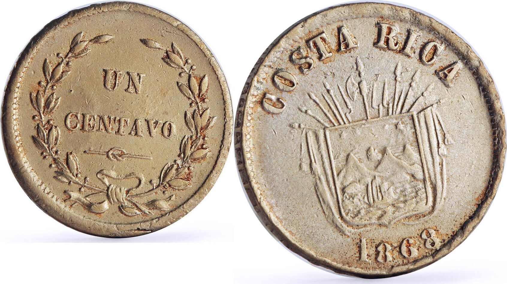 Costa Rica Centavo State Coinage Coat Of Arms Km Cuni Coin