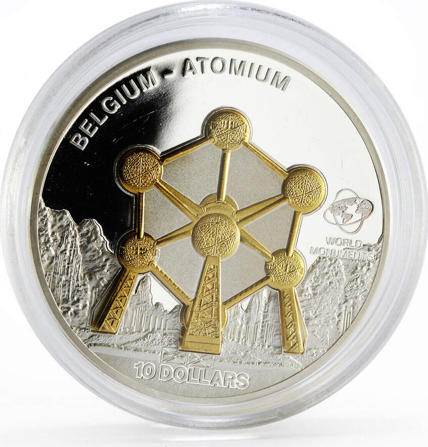 Cook Islands Dollars World Monuments Series Belgium Atomium Silver