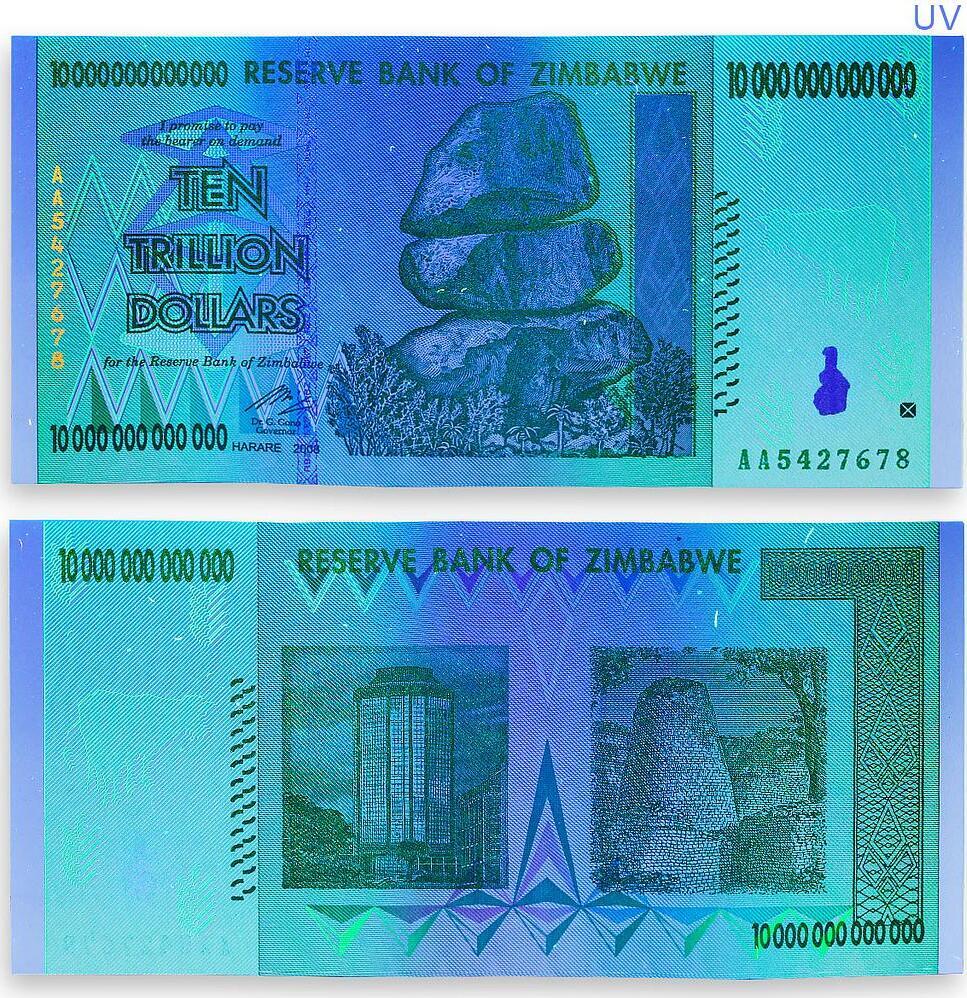 Zimbabwe Trillion Dollars Aa Series Banknote Currency Uncirculated