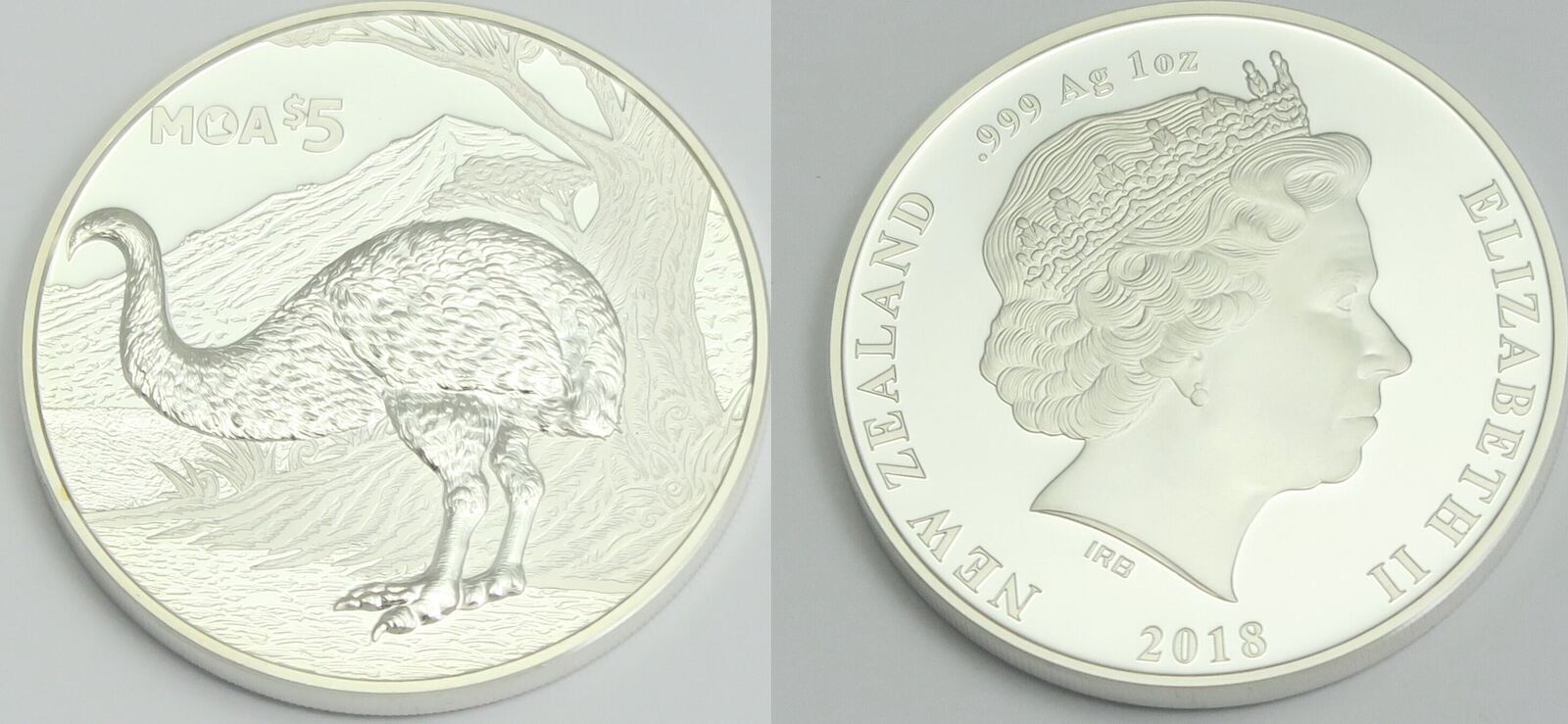 new zealand 5 dollars 2018 giant moa extinct bird proof