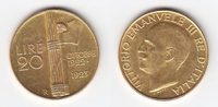 Italien 20 Lire GOLD 1. Jahrestag des Marsches der Faschisten auf Rom