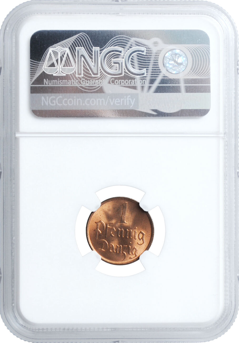 Danzig Pfennig Ngc Ms Rb Free City Of Danzig