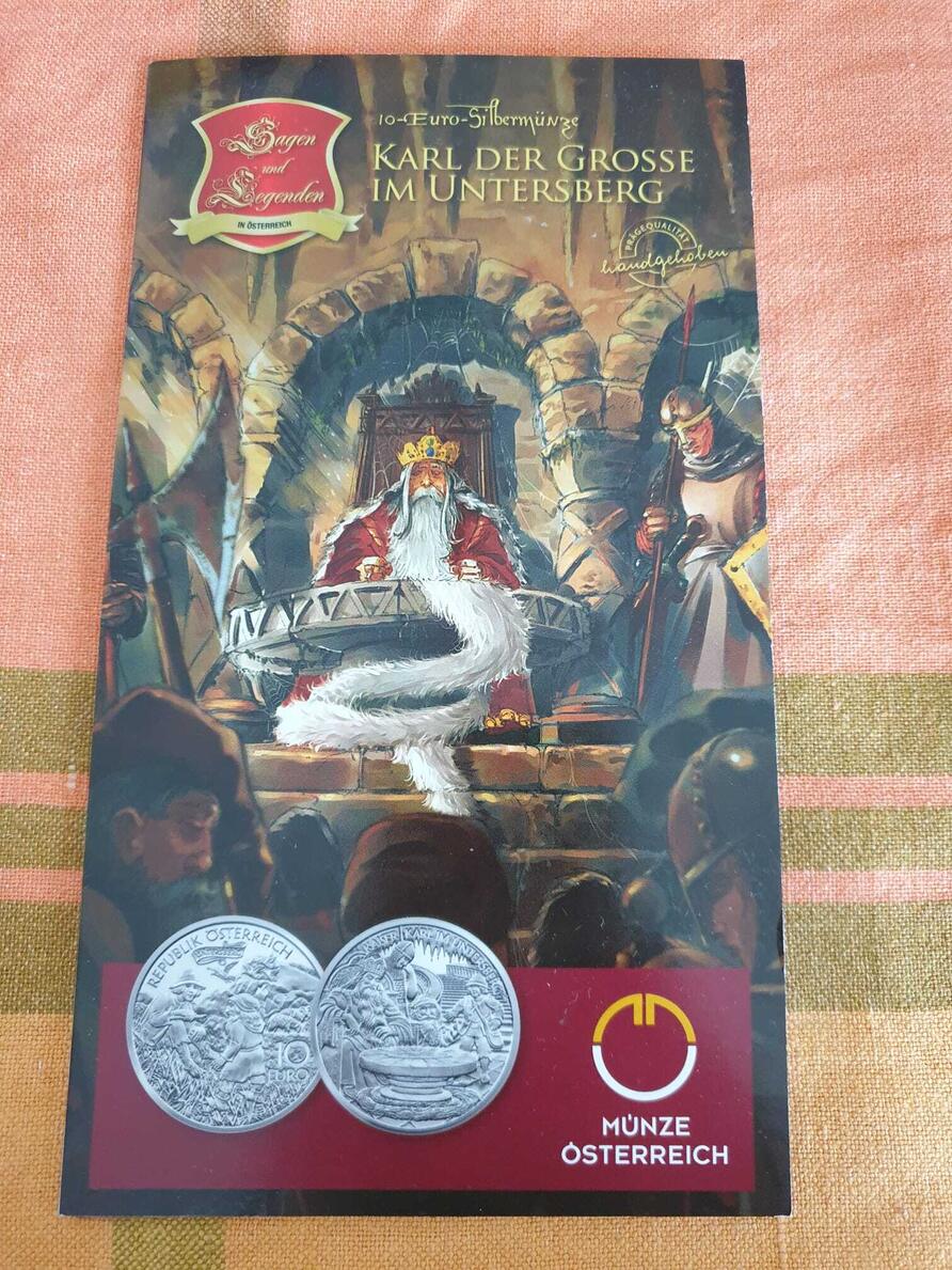 2010 Österreich 10 Euro Karl der Grosse im Untersberg Silber