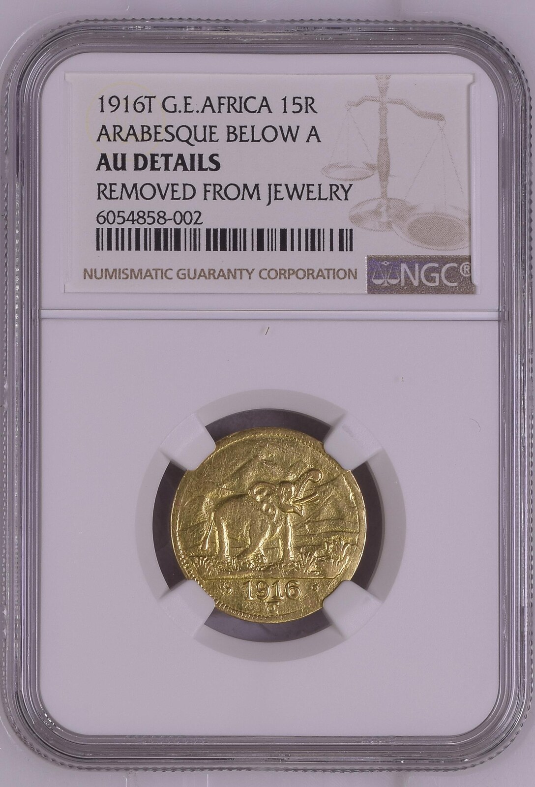 Deutsch Ostafrika Rupien Tabora Gold Elefant Ngc Au Removed