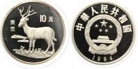 China 10 Yuan 1994 Bedrohte Tierwelt Der Davidshirsch Silber PP Picture