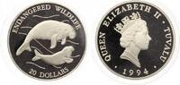 TUVALU 20 Dollars 1994 Seekühe WWF Silber Picture