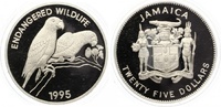25 Dollars Jamaika 1995 Rotspiegelamazone Picture