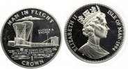 Isle of Man 1 Crown 1994 1. Atlantiküberfliegung Silber Picture