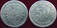 Allemagne, Deutschland, Empire, Kaisereich Allemagne, Deutschland, Kaisereich, Empire, 50 pfennig 1877 B, J.7 TTB