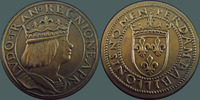 Troisième République Essai au type du ducat d'or de Louis XII, bronze non daté, Paris, 25 mm 7,85 grm