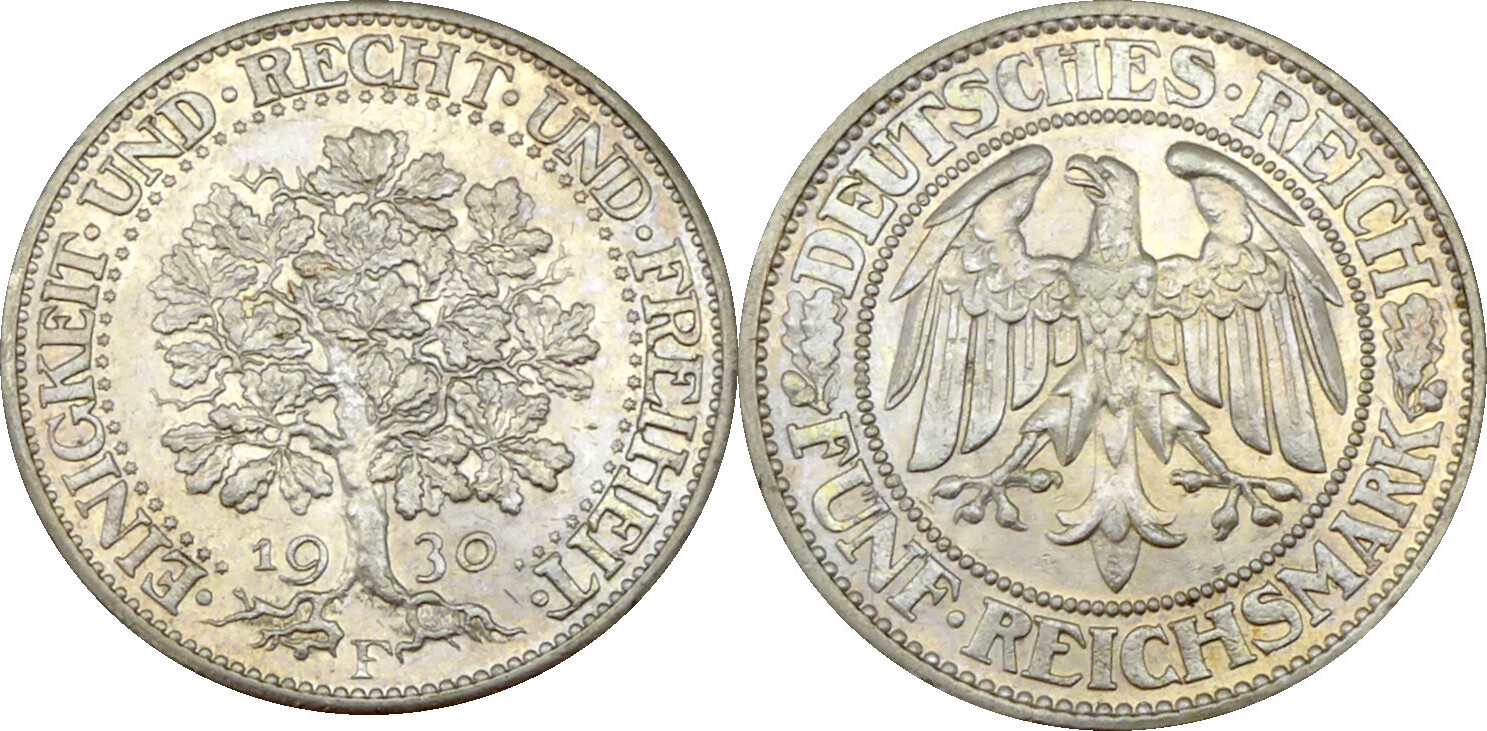 Deutschland Weimarer Republik Reichsmark F Eichbaum F Nf