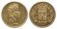 Frankreich, 40 Francs 1824, Paris. Vs.Gegenstempel k Karl X., 1824-1830,