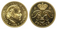 Monaco, 5 Francs 1974, Fürst Rainier III.,