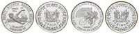 Surinam, 3x 100 Guilders Olympische Spiele in Barcelona 1992, 1. bis 3. Ausgabe (3 Münzen),