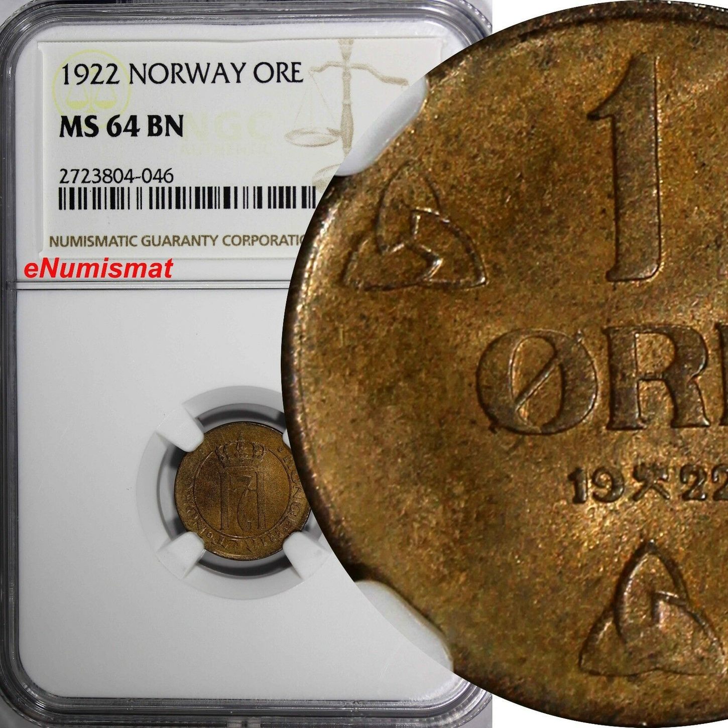 Norway Haakon Vii Ore Ngc Ms Bn Better Date Graded Higher Km