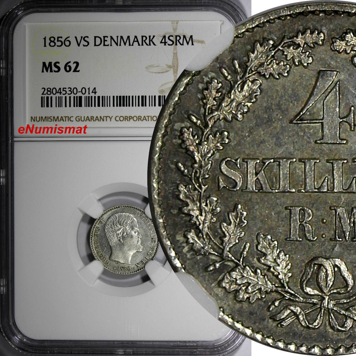 Skilling Rigsmont Denmark Frederik Vii Silver Vs Ngc Ms Km