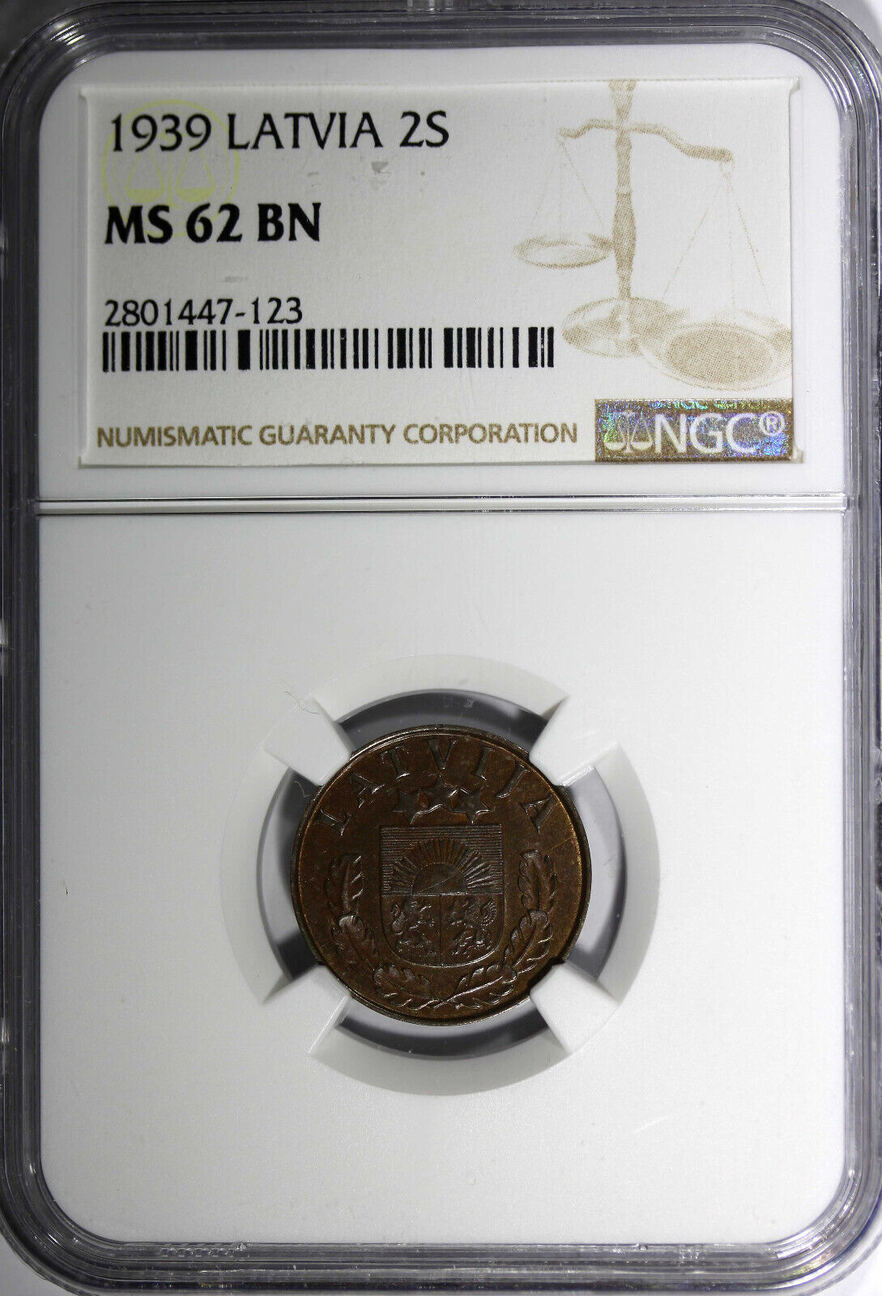 Santimi Latvia Bronze Ngc Ms Bn Year Type Km