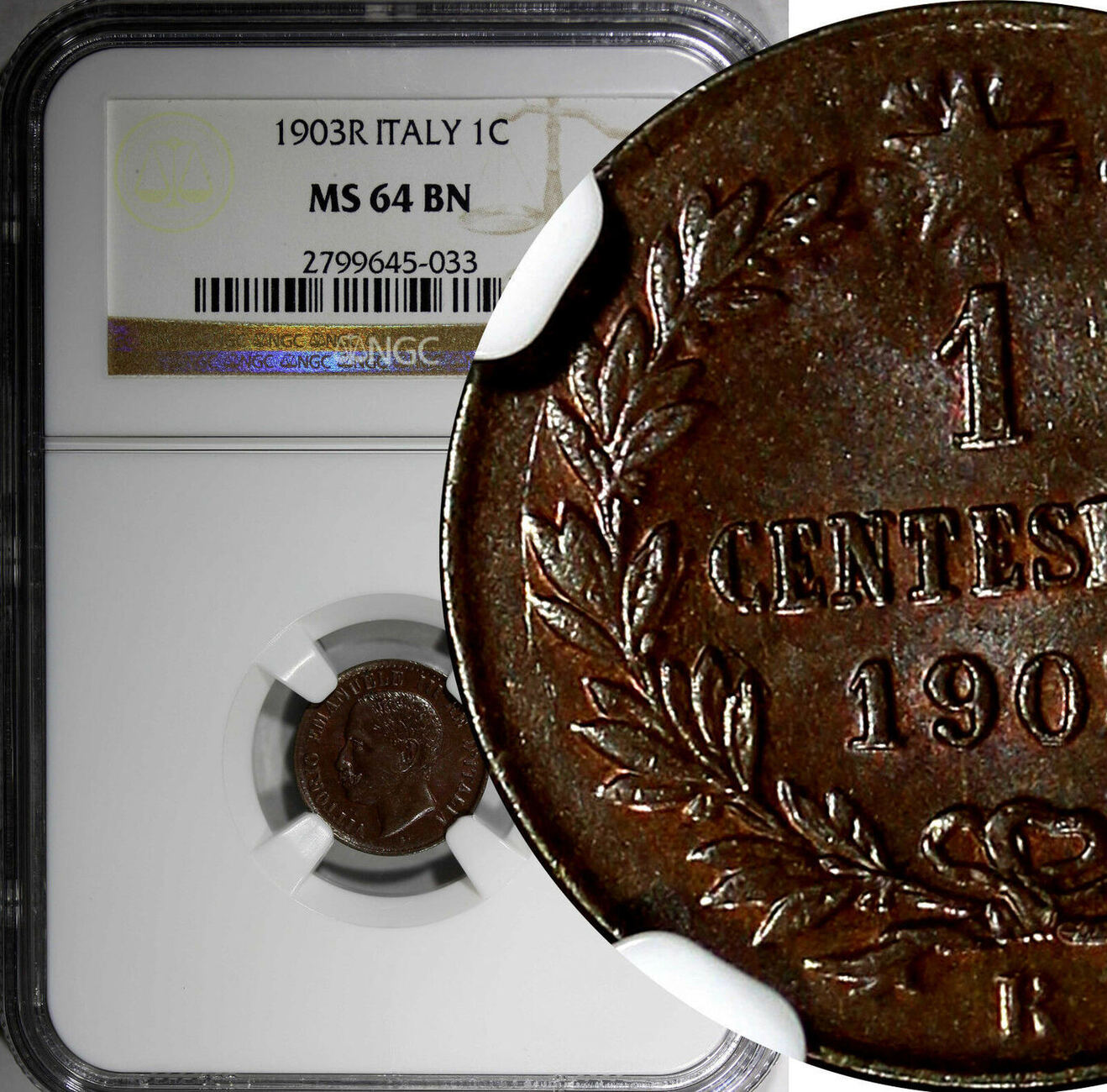 Centesimo Italy Vittorio Emanuele Iii Bronze R Ngc Ms Bn Km