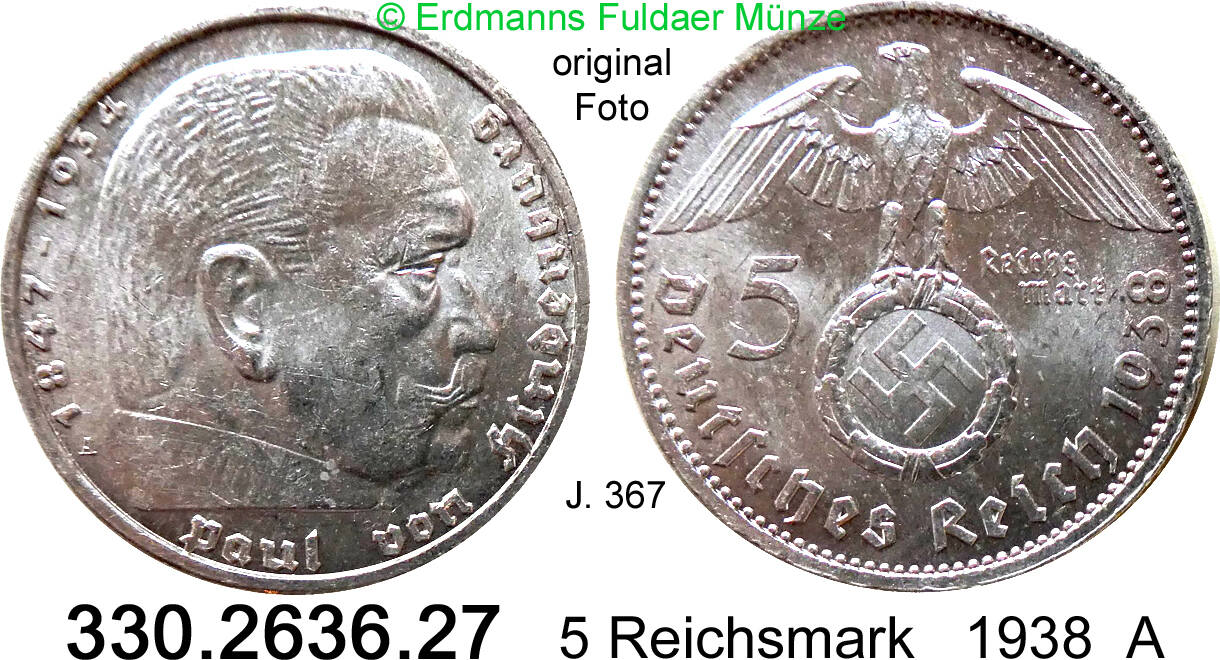 Deutschland Drittes Reich Reichsmark A Hindenburg Mit Hkz J