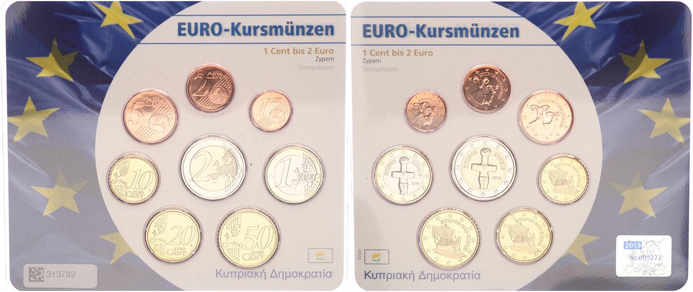 Zypern KMS 2019 1 Cent Bis 2 Euro BU MA Shops