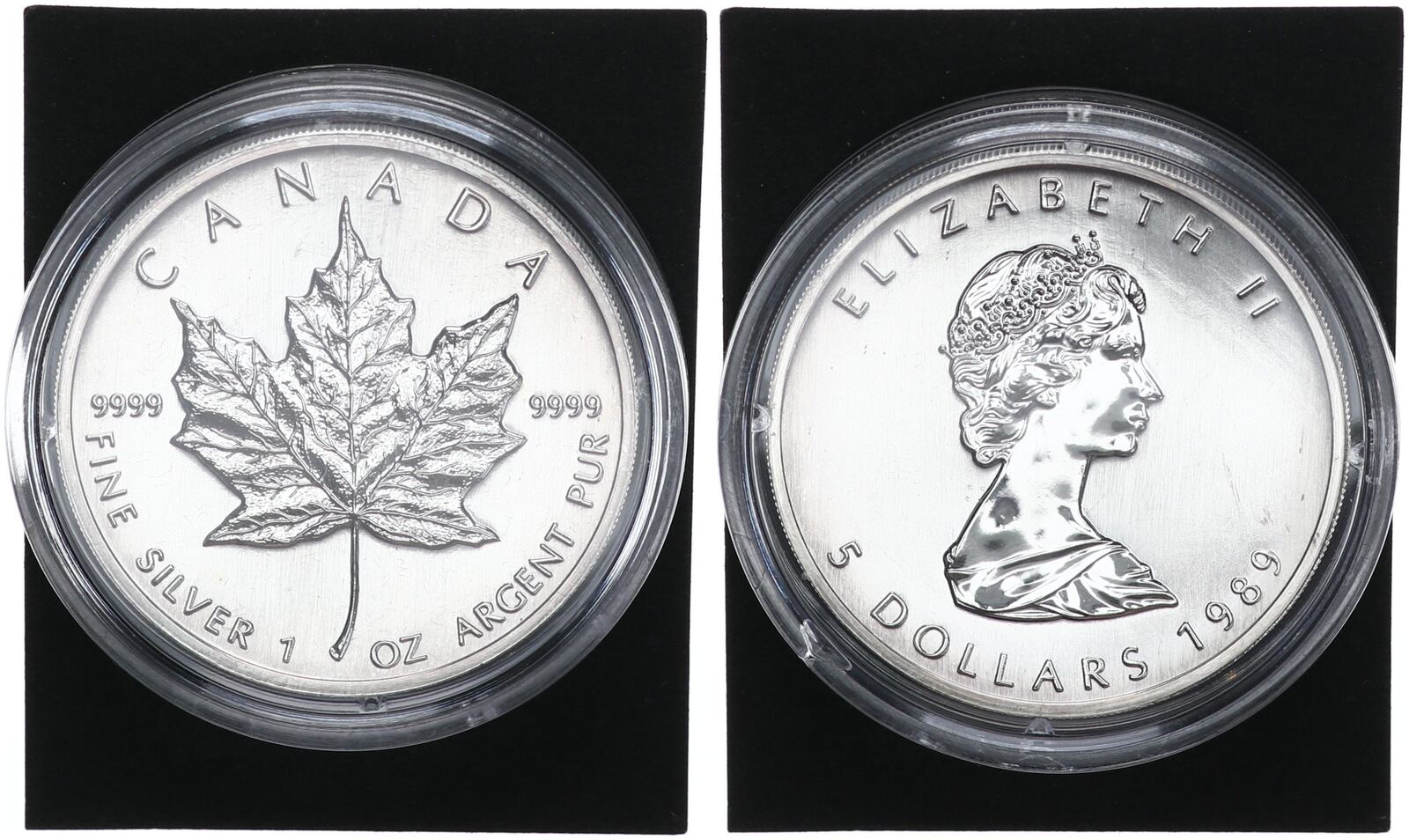 Kanada 5 Dollar 1 Unze 1989 1 Oz Silber Maple Leaf BU In Kapsel MA Shops