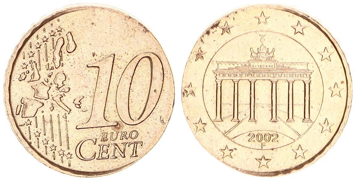 Deutschland Bundesrepublik 10 Cent 2002 F Fehlprägung auf