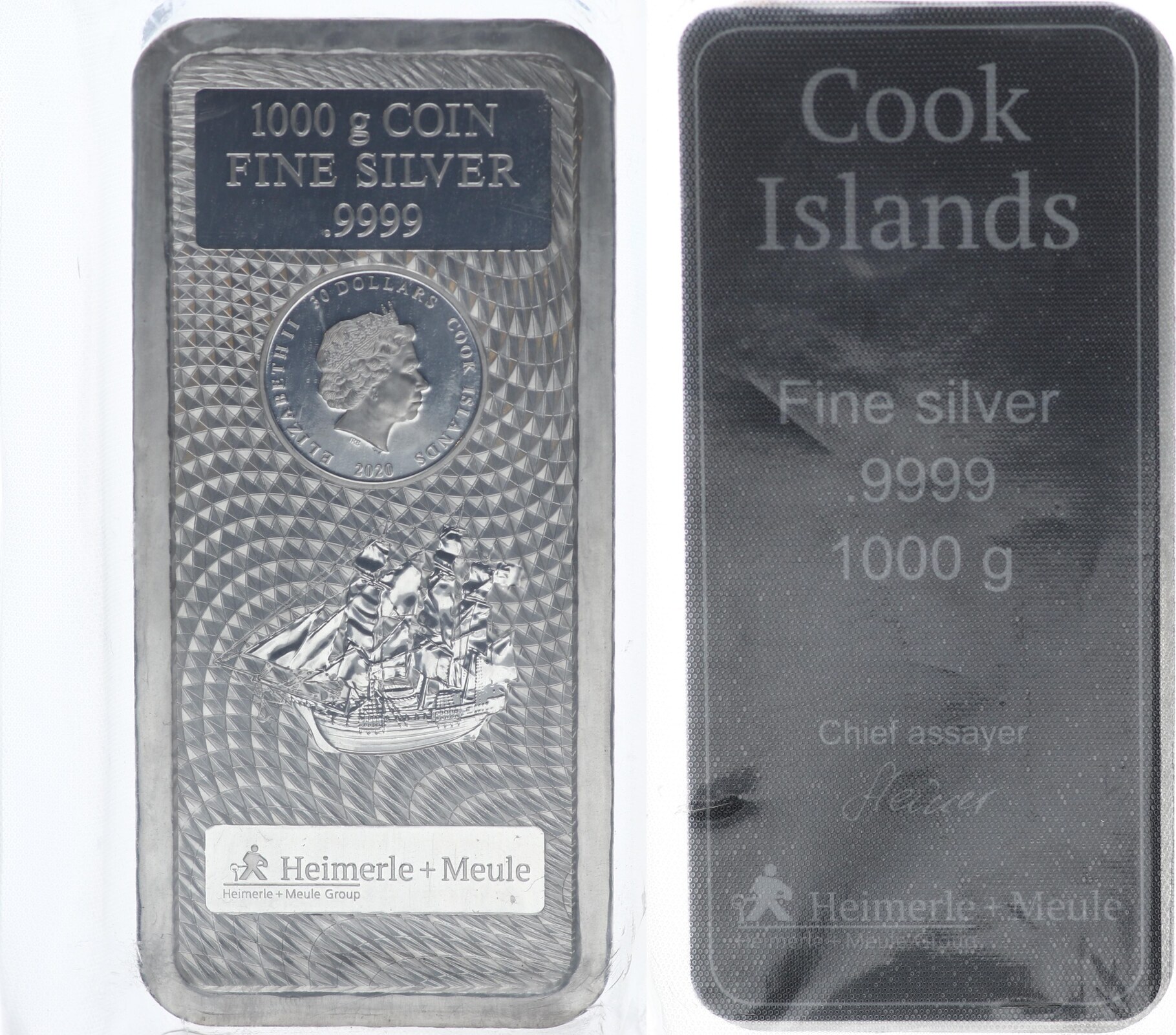 Cook Islands 1000 g Münzbarren 2020 1 kg Silberbarren Feinsilber 999