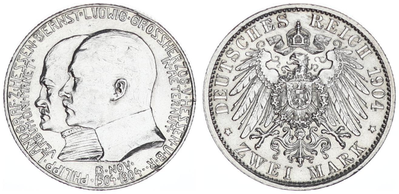 Deutsches Kaiserreich Hessen Mark Reichsmark Ernst Ludwig