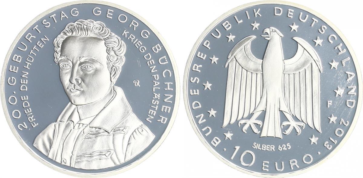 Deutschland Eurowährung 10 Euro Georg Büchner 2013 Münzzeichen F 10