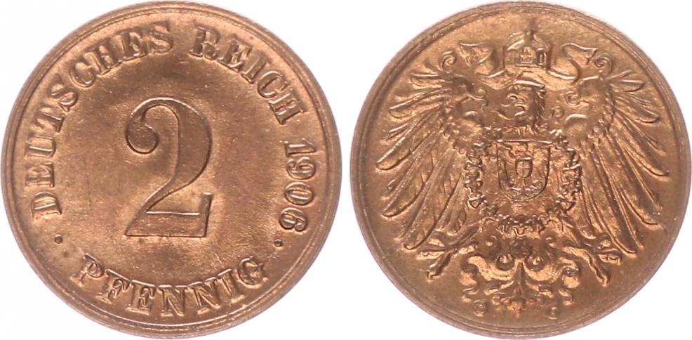 Deutschland Kaiserreich 2 Pfennig Kaiserreich 2 Pf J 11 1906 G F St