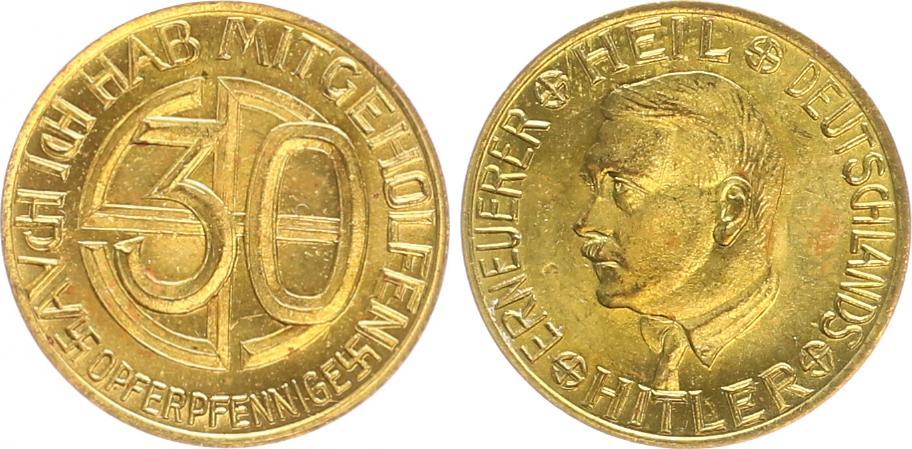 Reich Opferpfennig Messing Erneuerer Deutschlands F St Ch Unc