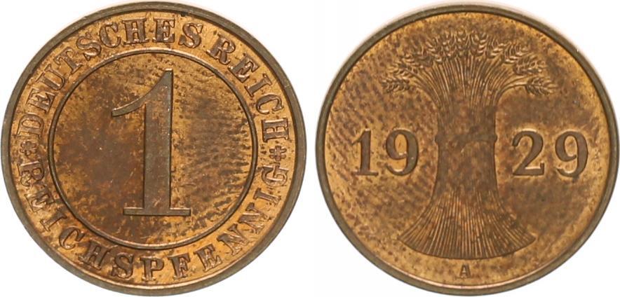 Deutschland Weimarer Republik 1 Pfennig Weimar 1 Reichspfennig J 313